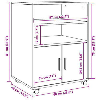 Rollschrank Artisan-Eiche 60x48x81 cm Holzwerkstoff
