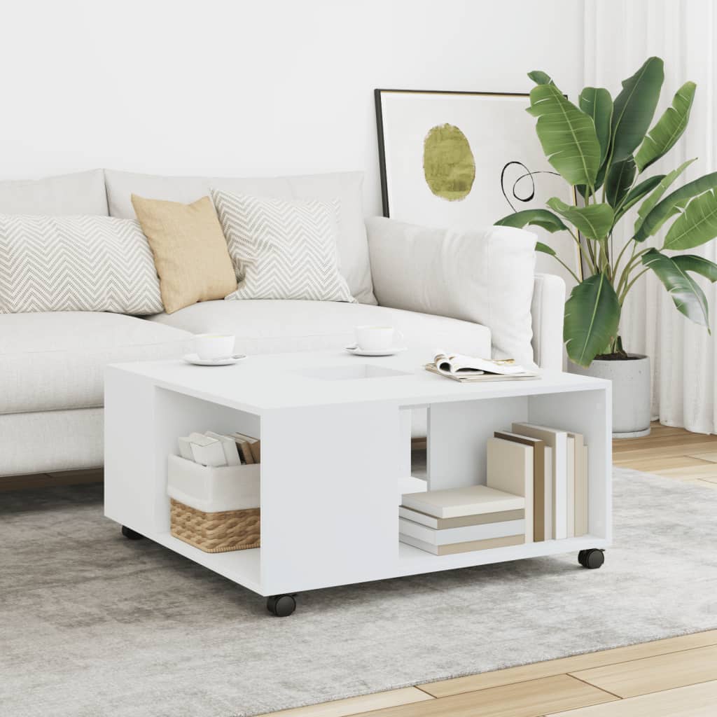 vidaXL Table basse blanc 80x80x40 cm aggloméré