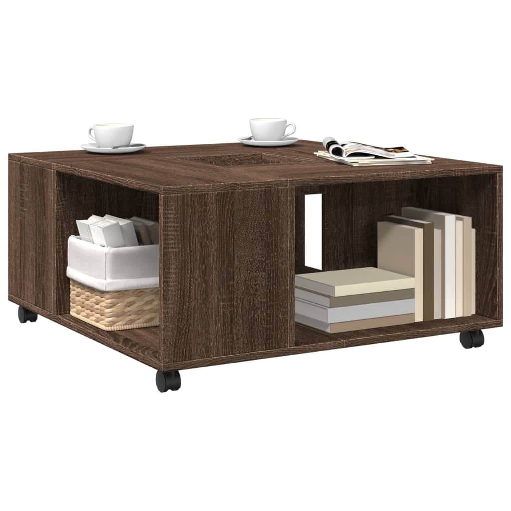 vidaXL Table basse marron aspect chêne 80x80x40 cm Bois d'ingénierie