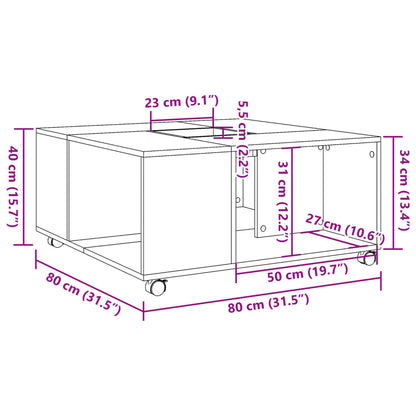 vidaXL Table basse marron aspect chêne 80x80x40 cm Bois d'ingénierie