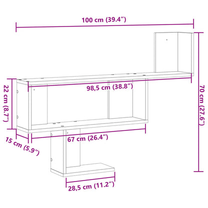 vidaXL Étagère murale Blanc 100x15x70 cm Bois d'ingénierie