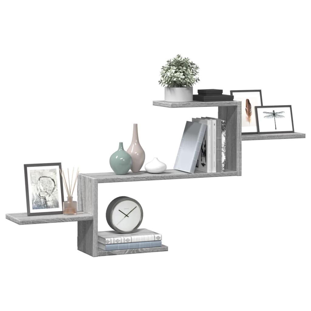vidaXL Wandregal Grau Sonoma 104x15x49 cm Holzwerkstoff