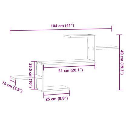 vidaXL Wandregal Grau Sonoma 104x15x49 cm Holzwerkstoff