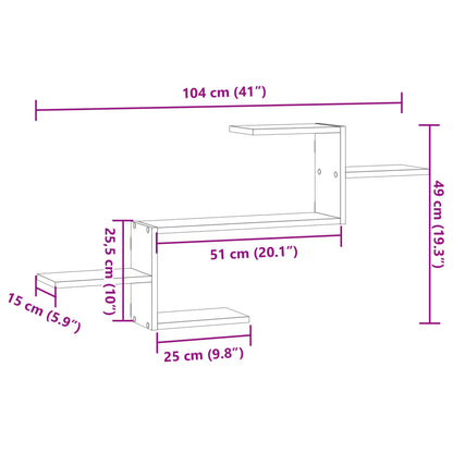 vidaXL Wandregal Braun Eichen-Optik 104x15x49 cm Holzwerkstoff