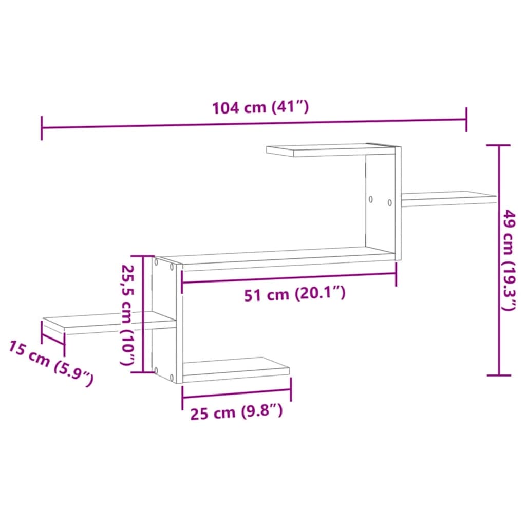 vidaXL Wandregal Artisan-Eiche 104x15x49 cm Holzwerkstoff