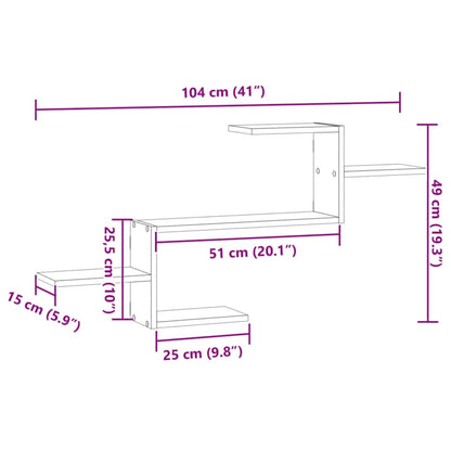 vidaXL Wandregal Artisan-Eiche 104x15x49 cm Holzwerkstoff