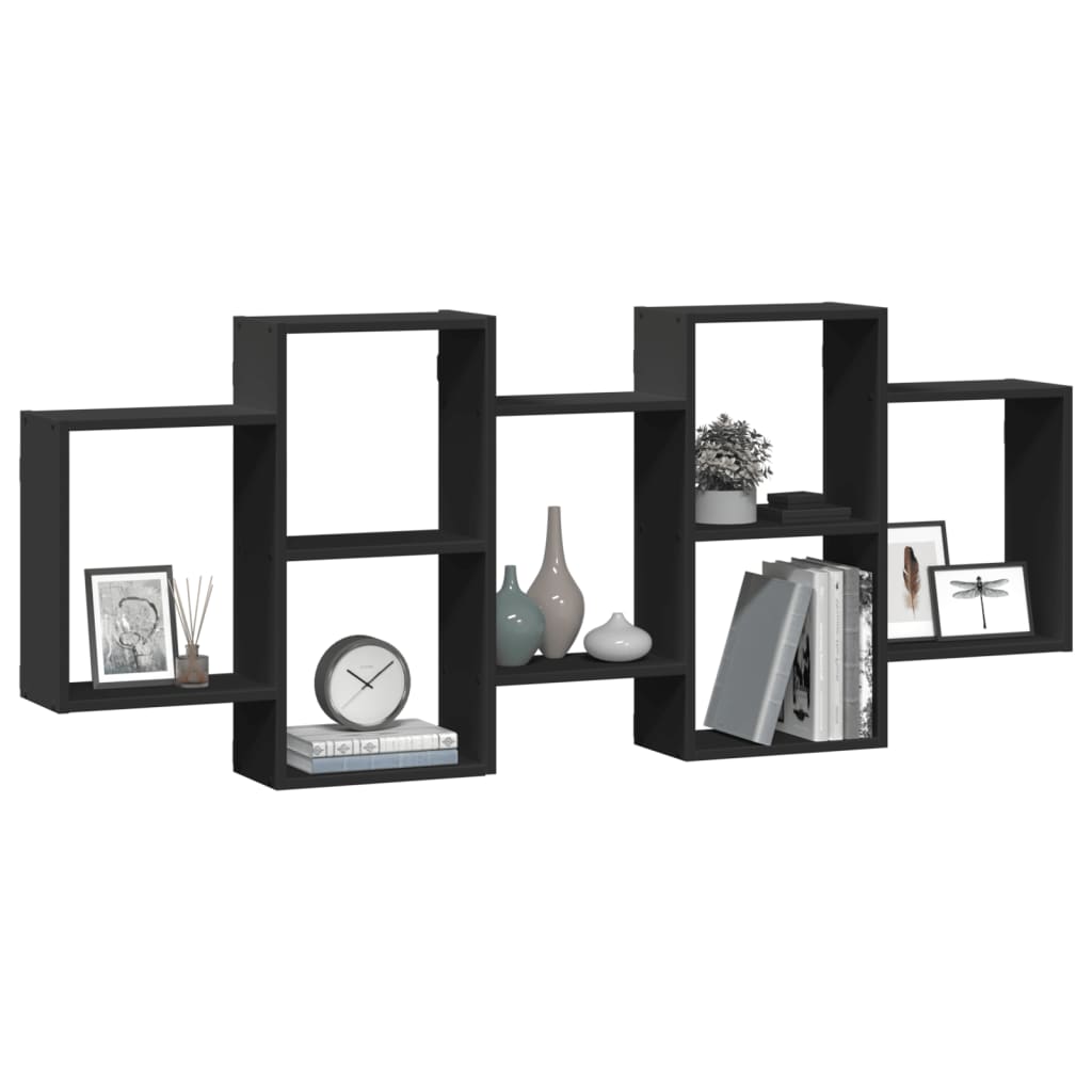 vidaXL Wandregal Schwarz 159x18x65 cm Holzwerkstoff