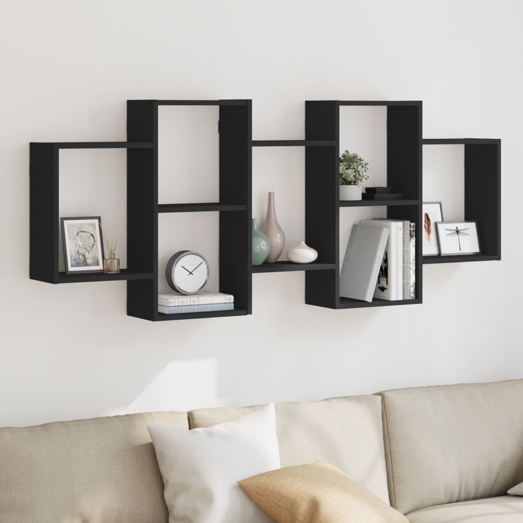 vidaXL Wandregal Schwarz 159x18x65 cm Holzwerkstoff