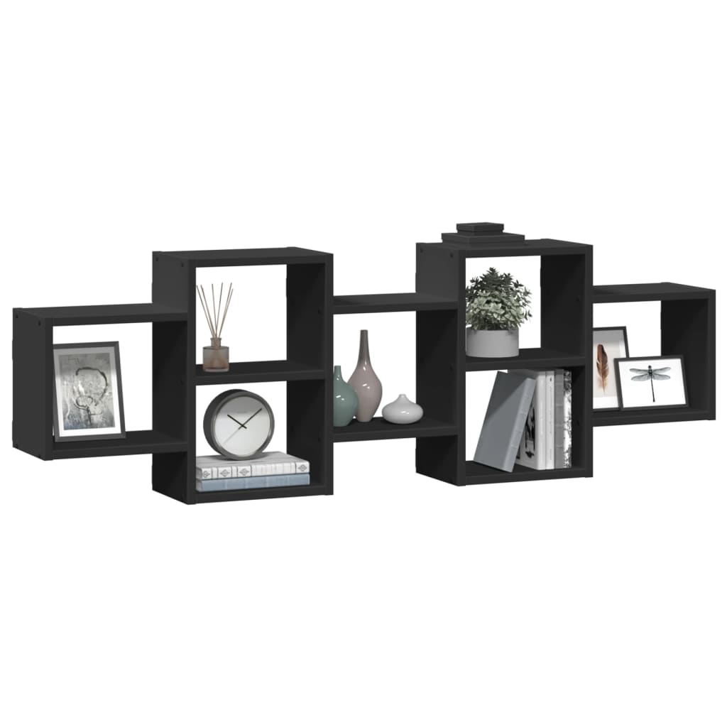 vidaXL Wandregal Schwarz 129x18x42 cm Holzwerkstoff