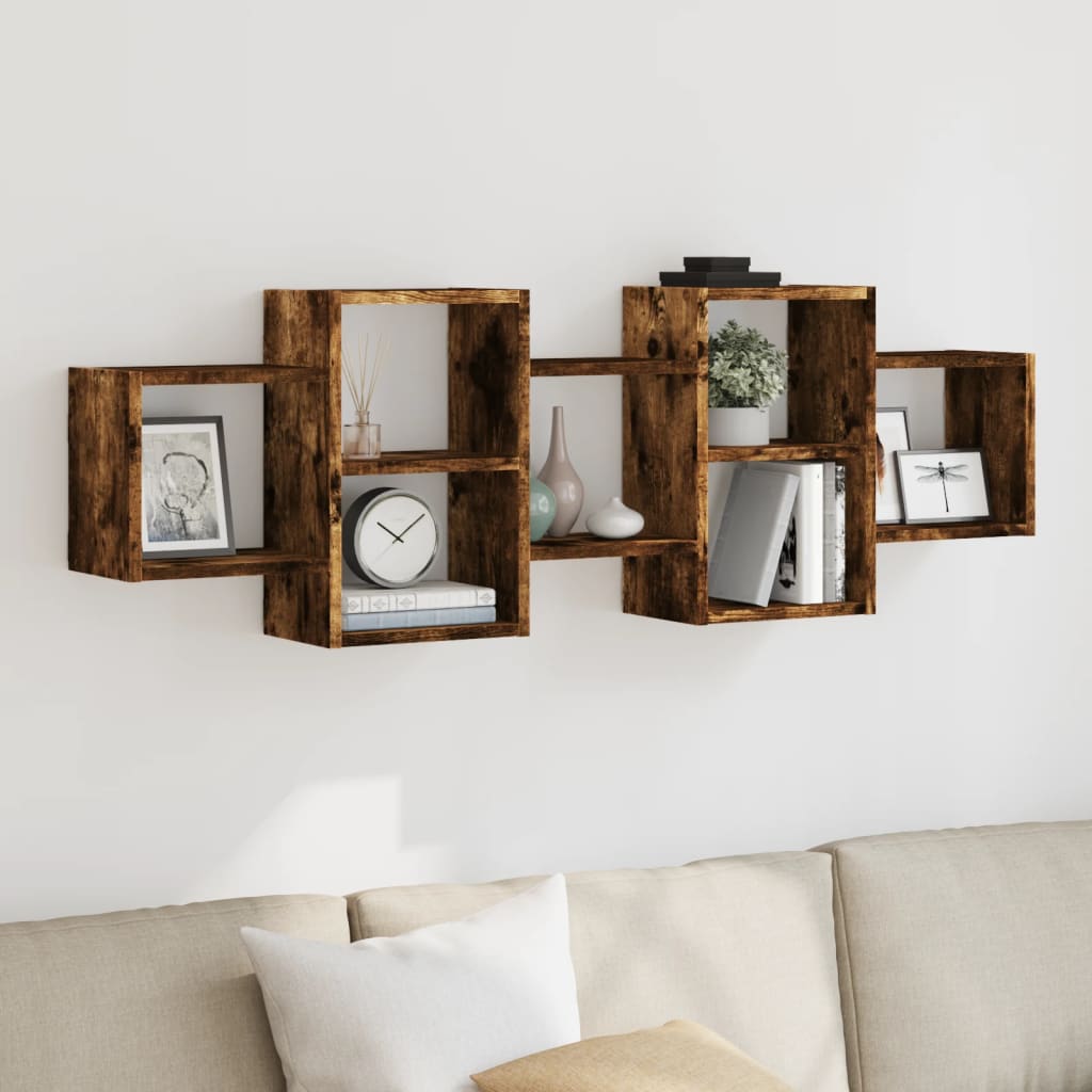 vidaXL Étagère murale chêne fumé 129x18x42 cm Bois d'ingénierie