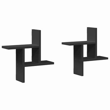 vidaXL Étagères murales 2 pcs Noir 38x12x38 cm Bois d'ingénierie