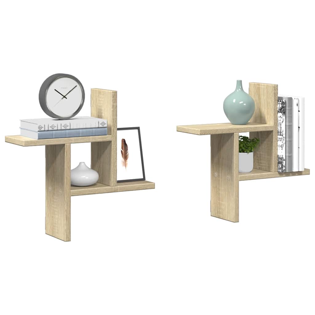 vidaXL Étagères murales 2 pcs Chêne Sonoma 38x12x38 cm Bois d'ingénierie