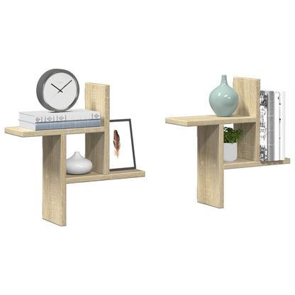 vidaXL Étagères murales 2 pcs Chêne Sonoma 38x12x38 cm Bois d'ingénierie