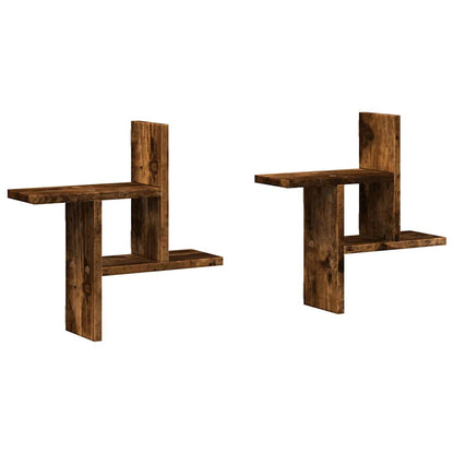 vidaXL Wandregale 2 Stk. Räuchereiche 38x12x38 cm Holzwerkstoff