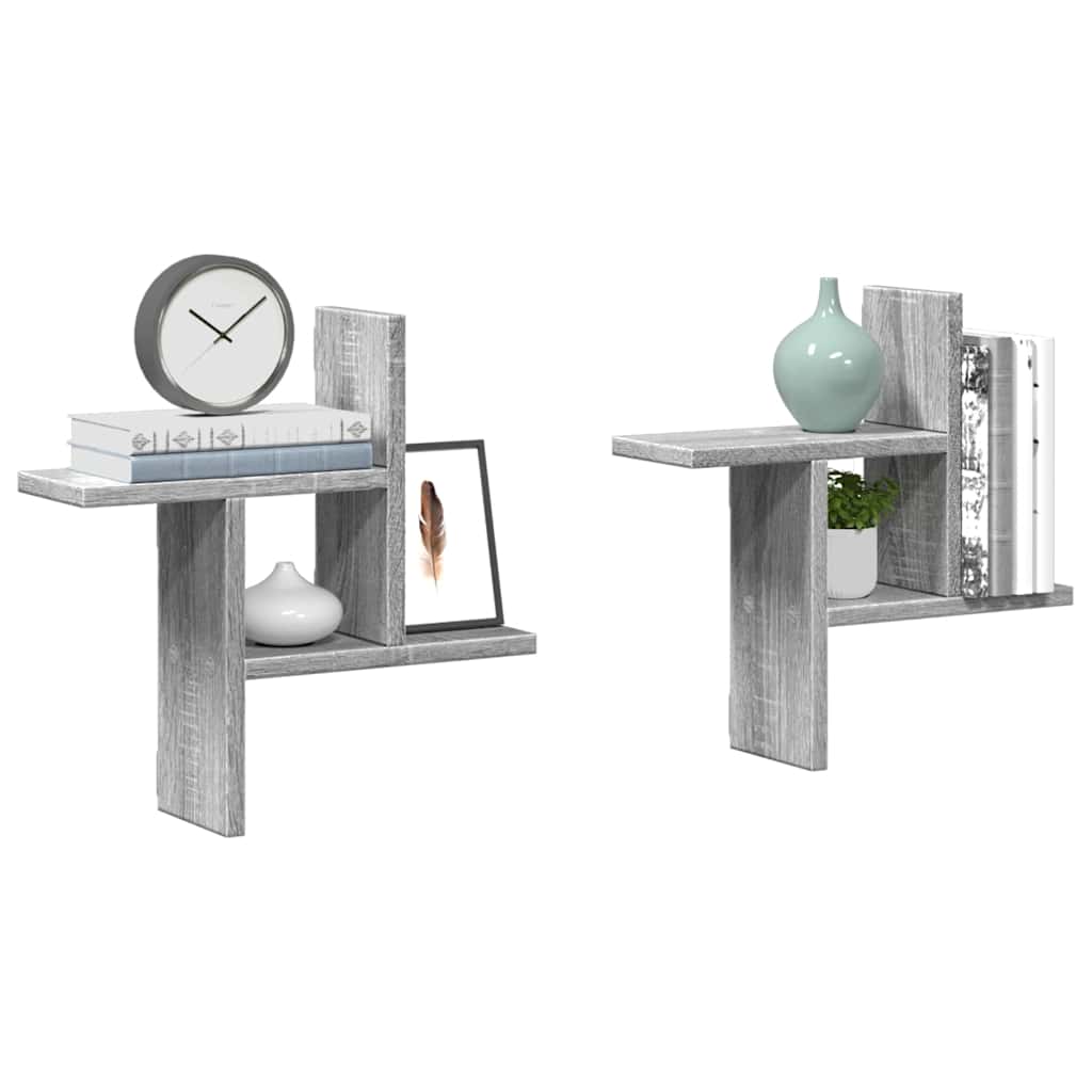 vidaXL Étagères murales 2 pcs Gris Sonoma 38x12x38 cm Bois d'ingénierie