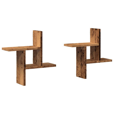 vidaXL Étagères murales 2 pcs Aspect bois de récupération 38x12x38 cm Bois d'ingénierie