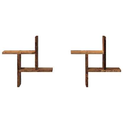 vidaXL Étagères murales 2 pcs Aspect bois de récupération 38x12x38 cm Bois d'ingénierie