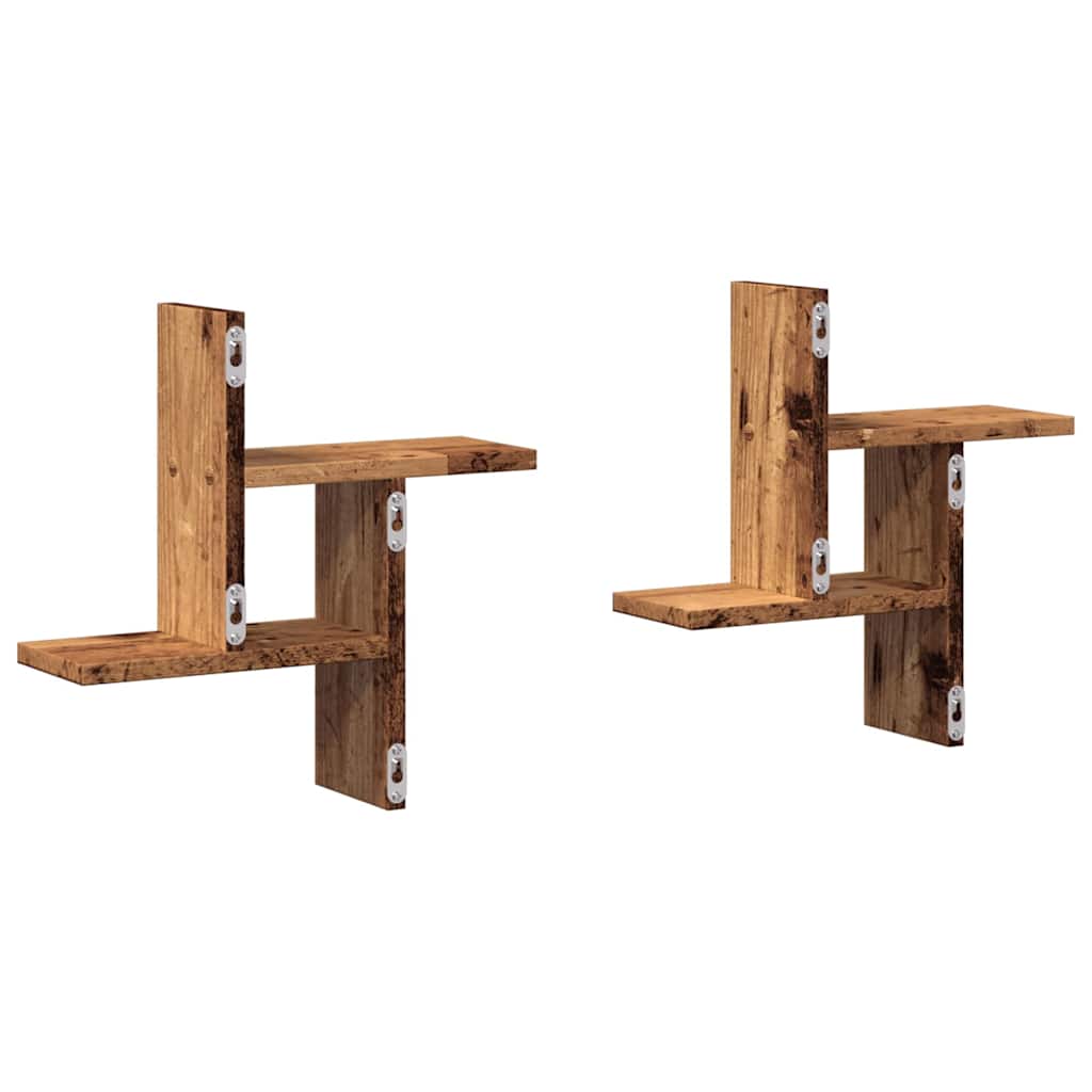 vidaXL Étagères murales 2 pcs Aspect bois de récupération 38x12x38 cm Bois d'ingénierie