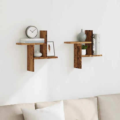 vidaXL Étagères murales 2 pcs Aspect bois de récupération 38x12x38 cm Bois d'ingénierie