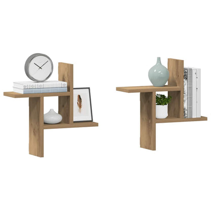 vidaXL Étagères murales 2 pcs Chêne artisan 38x12x38 cm Bois d'ingénierie