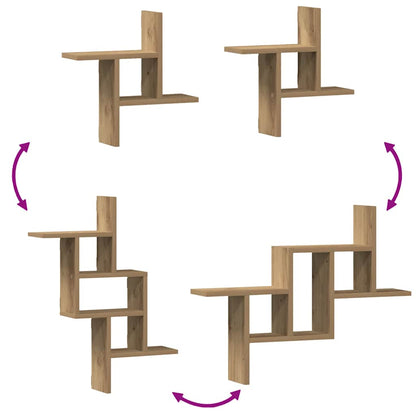 Wandregale 2 Stk. Artisan-Eiche 38x12x38 cm Holzwerkstoff