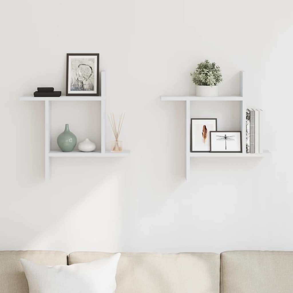 vidaXL Étagères murales 2 pcs Blanc 50x12x50 cm Bois d'ingénierie
