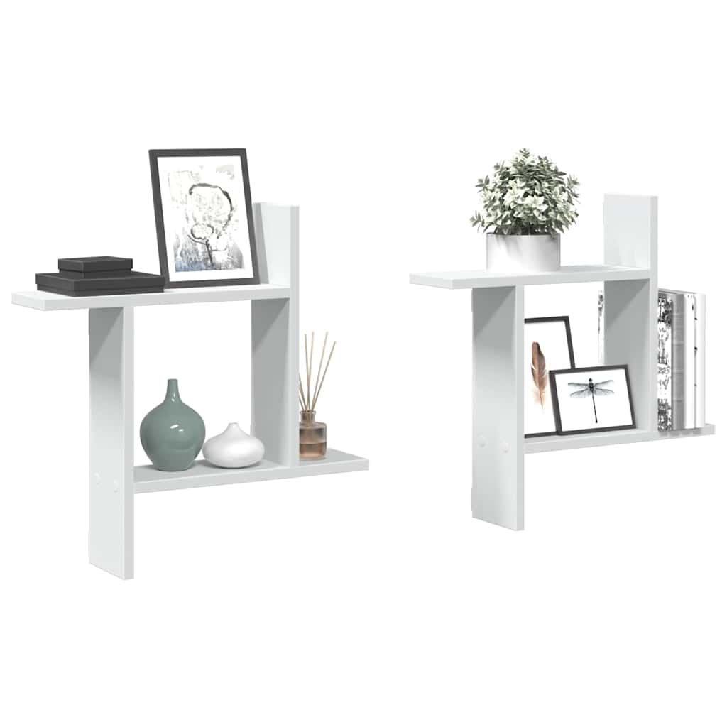 vidaXL Étagères murales 2 pcs Blanc 50x12x50 cm Bois d'ingénierie