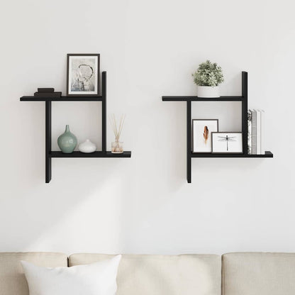 vidaXL Étagères murales 2 pcs Noir 50x12x50 cm Bois d'ingénierie