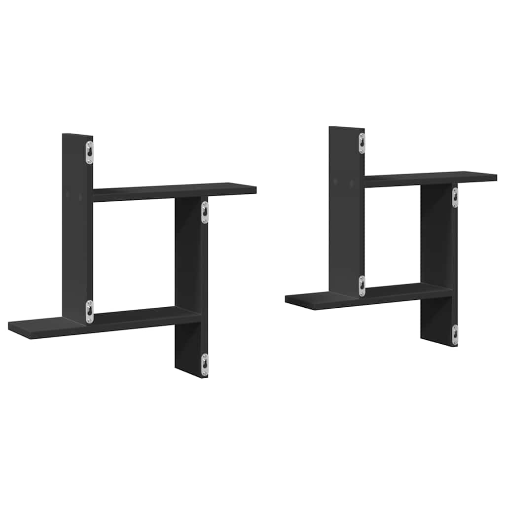 vidaXL Étagères murales 2 pcs Noir 50x12x50 cm Bois d'ingénierie