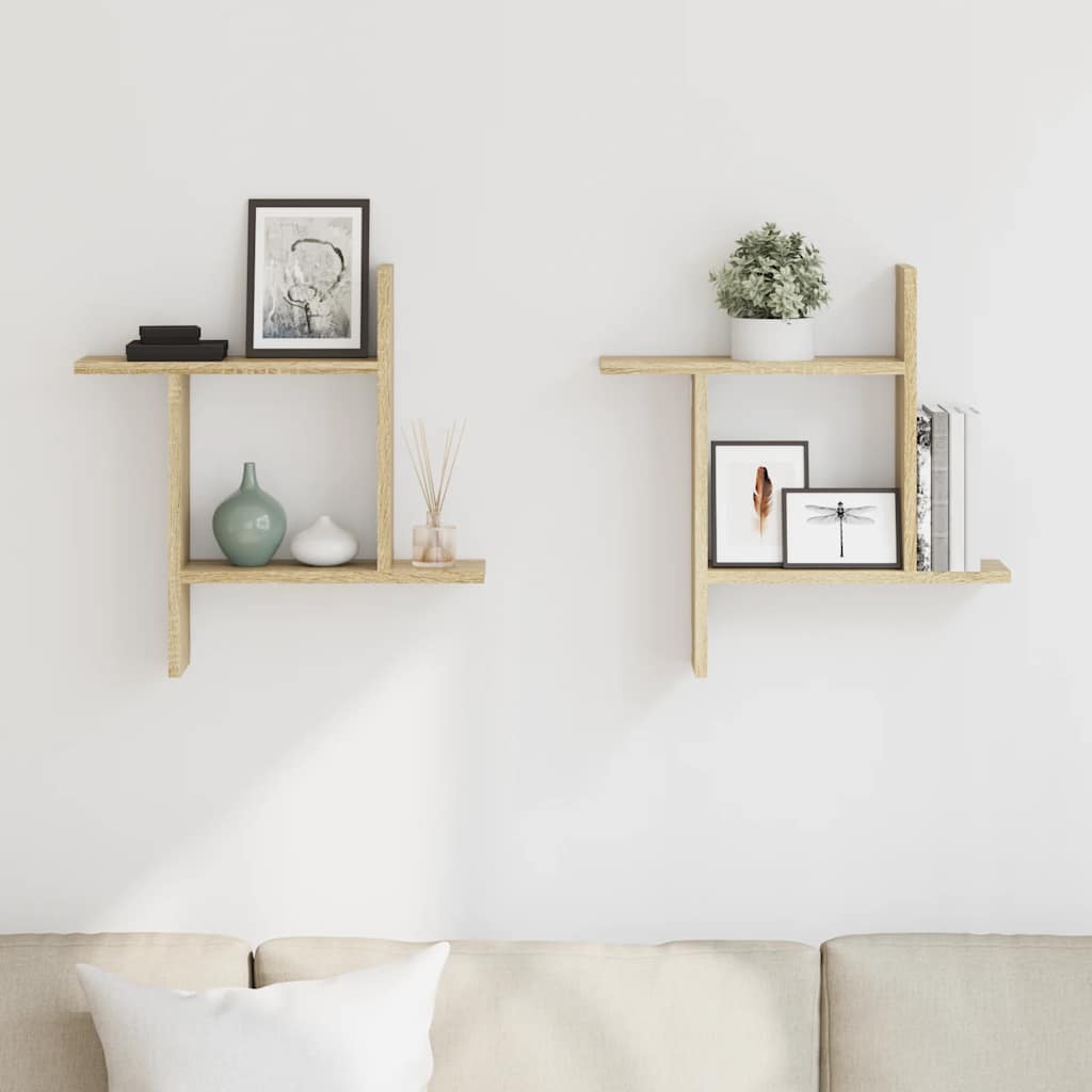 Wandregale 2 Stk. Sonoma-Eiche 50x12x50 cm Holzwerkstoff