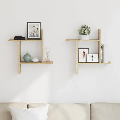Wandregale 2 Stk. Sonoma-Eiche 50x12x50 cm Holzwerkstoff