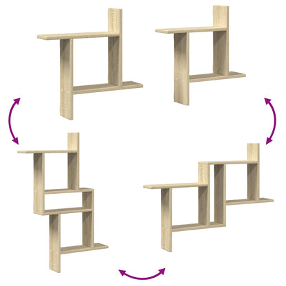 Wandregale 2 Stk. Sonoma-Eiche 50x12x50 cm Holzwerkstoff