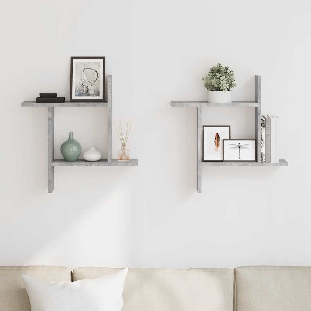 vidaXL Étagères murales 2 pcs Gris béton 50x12x50 cm Bois d'ingénierie
