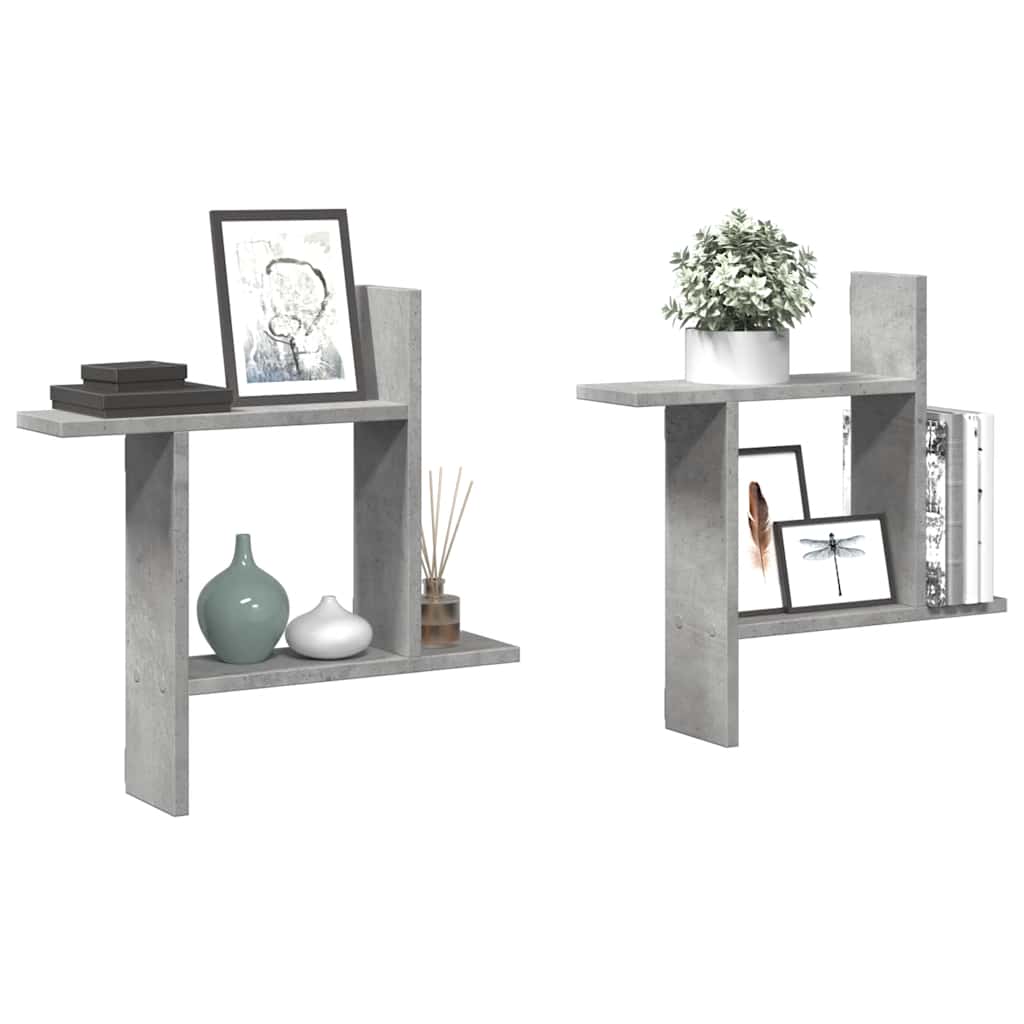 vidaXL Étagères murales 2 pcs Gris béton 50x12x50 cm Bois d'ingénierie