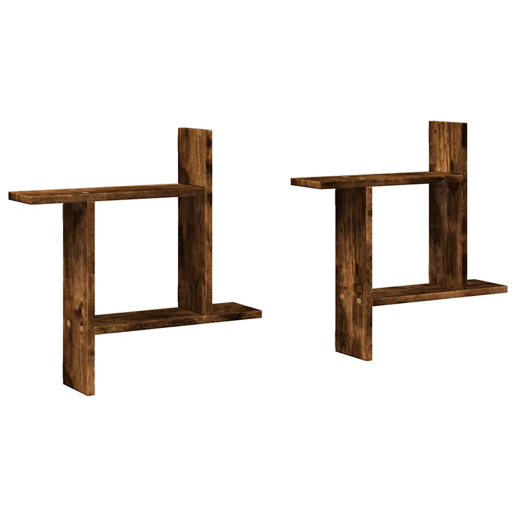 vidaXL Étagères murales 2 pcs Chêne fumé 50x12x50 cm Bois d'ingénierie
