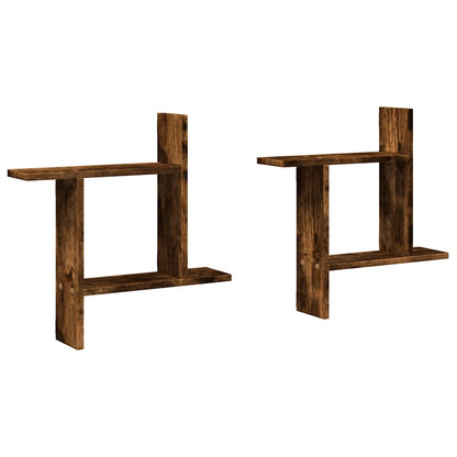 vidaXL Étagères murales 2 pcs Chêne fumé 50x12x50 cm Bois d'ingénierie