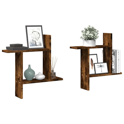 vidaXL Étagères murales 2 pcs Chêne fumé 50x12x50 cm Bois d'ingénierie