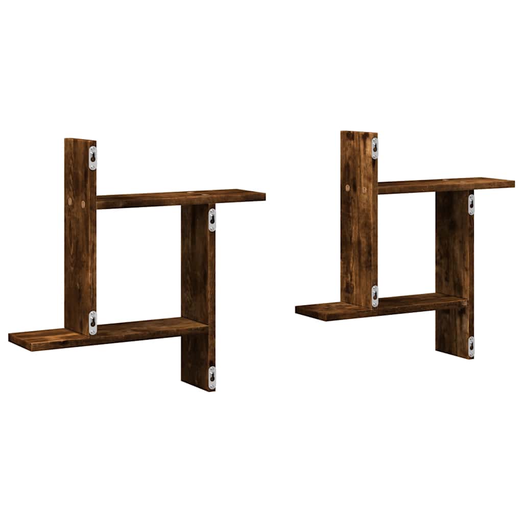vidaXL Étagères murales 2 pcs Chêne fumé 50x12x50 cm Bois d'ingénierie