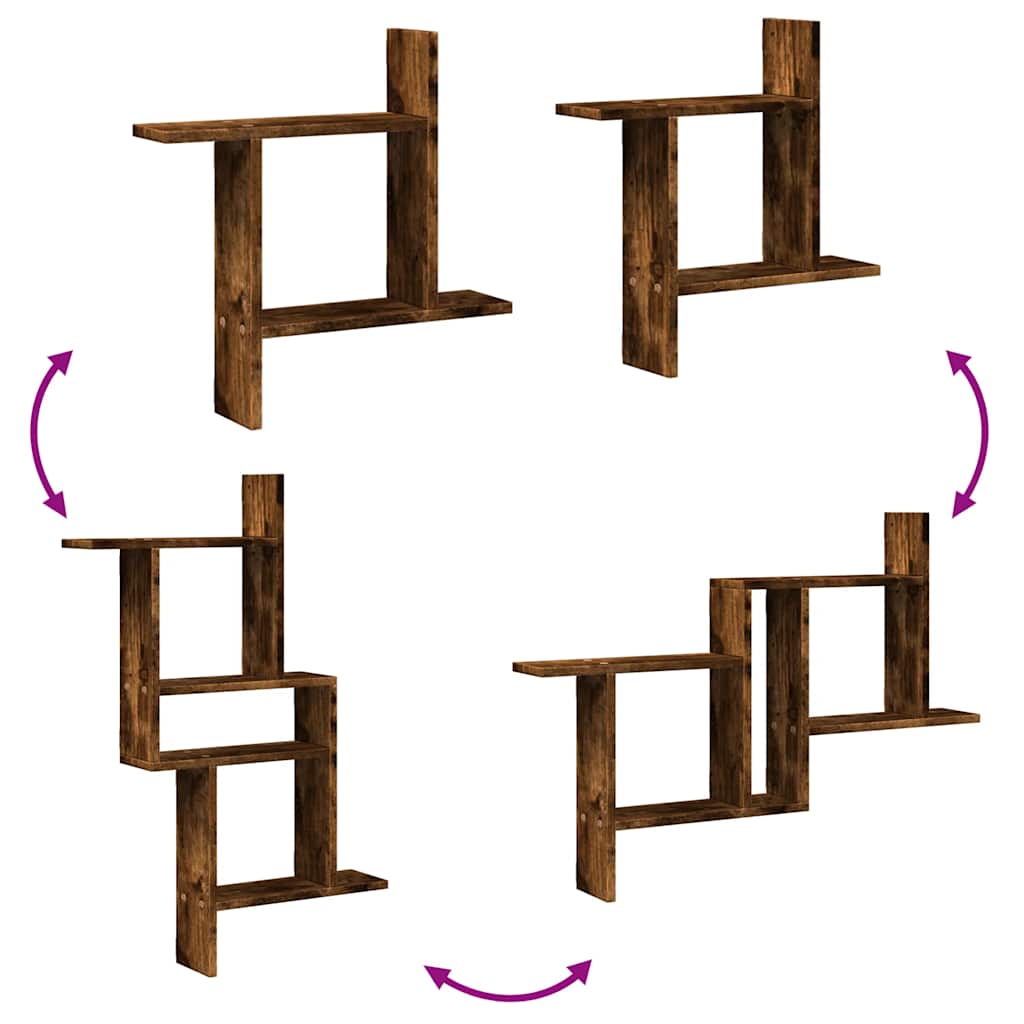 vidaXL Étagères murales 2 pcs Chêne fumé 50x12x50 cm Bois d'ingénierie