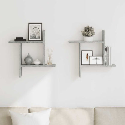 Wandregale 2 Stk. Grau Sonoma 50x12x50 cm Holzwerkstoff