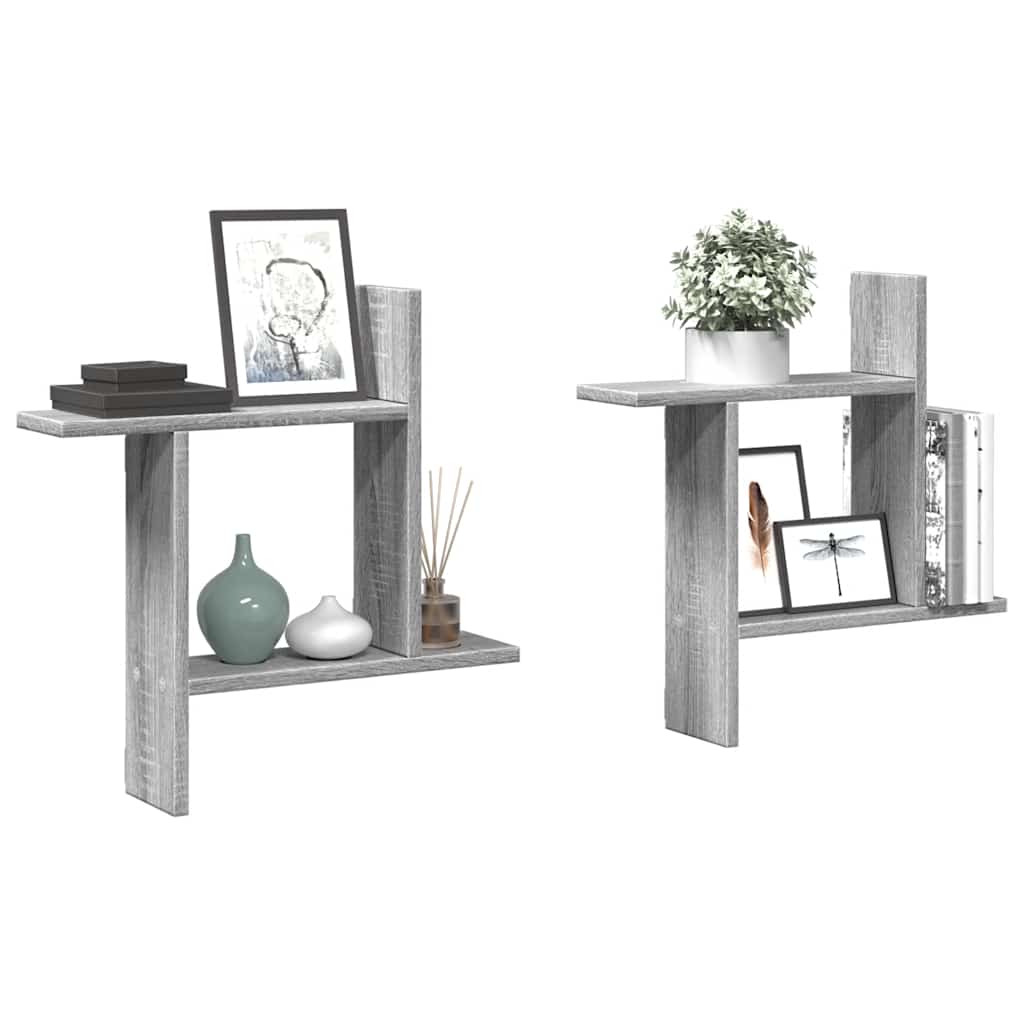 vidaXL Étagères murales 2 pcs Gris Sonoma 50x12x50 cm Bois d'ingénierie