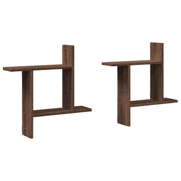 vidaXL Étagères murales 2 pcs Aspect chêne marron 50x12x50 cm Bois d'ingénierie
