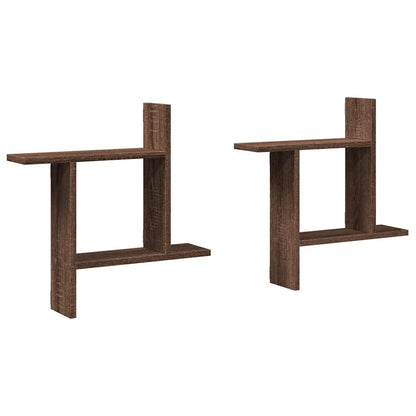 vidaXL Étagères murales 2 pcs Aspect chêne marron 50x12x50 cm Bois d'ingénierie
