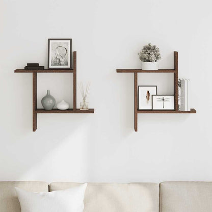 vidaXL Étagères murales 2 pcs Aspect chêne marron 50x12x50 cm Bois d'ingénierie