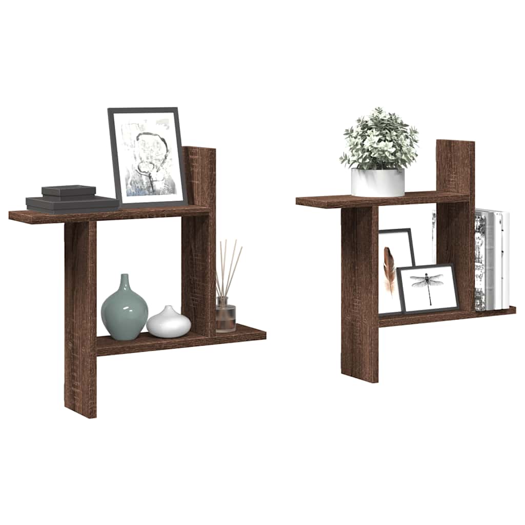 vidaXL Étagères murales 2 pcs Aspect chêne marron 50x12x50 cm Bois d'ingénierie