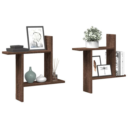 vidaXL Étagères murales 2 pcs Aspect chêne marron 50x12x50 cm Bois d'ingénierie