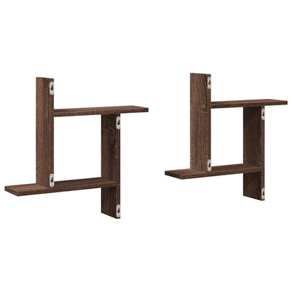 vidaXL Étagères murales 2 pcs Aspect chêne marron 50x12x50 cm Bois d'ingénierie