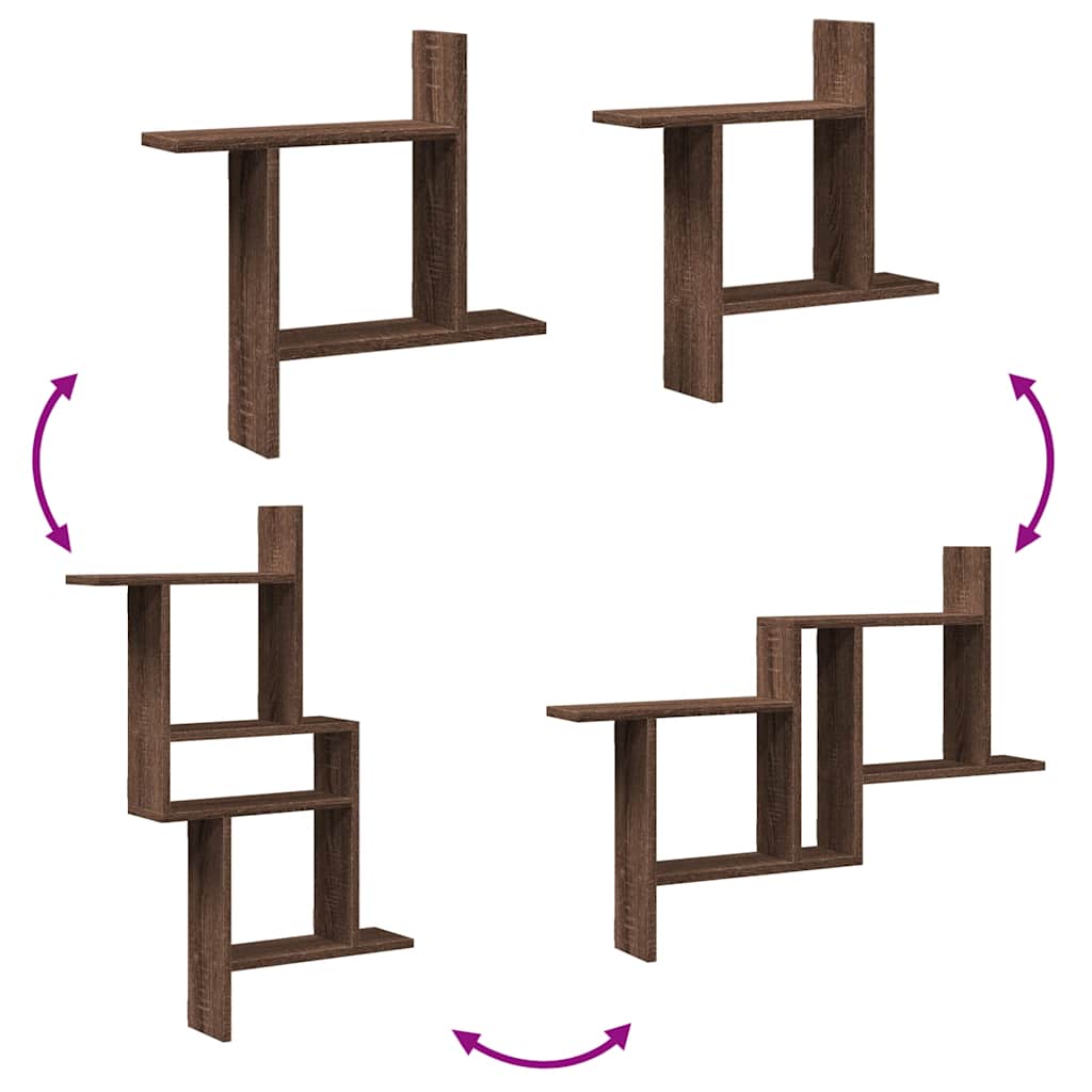 vidaXL Étagères murales 2 pcs Aspect chêne marron 50x12x50 cm Bois d'ingénierie