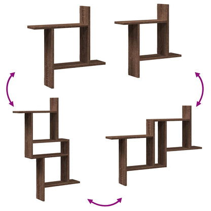 vidaXL Étagères murales 2 pcs Aspect chêne marron 50x12x50 cm Bois d'ingénierie