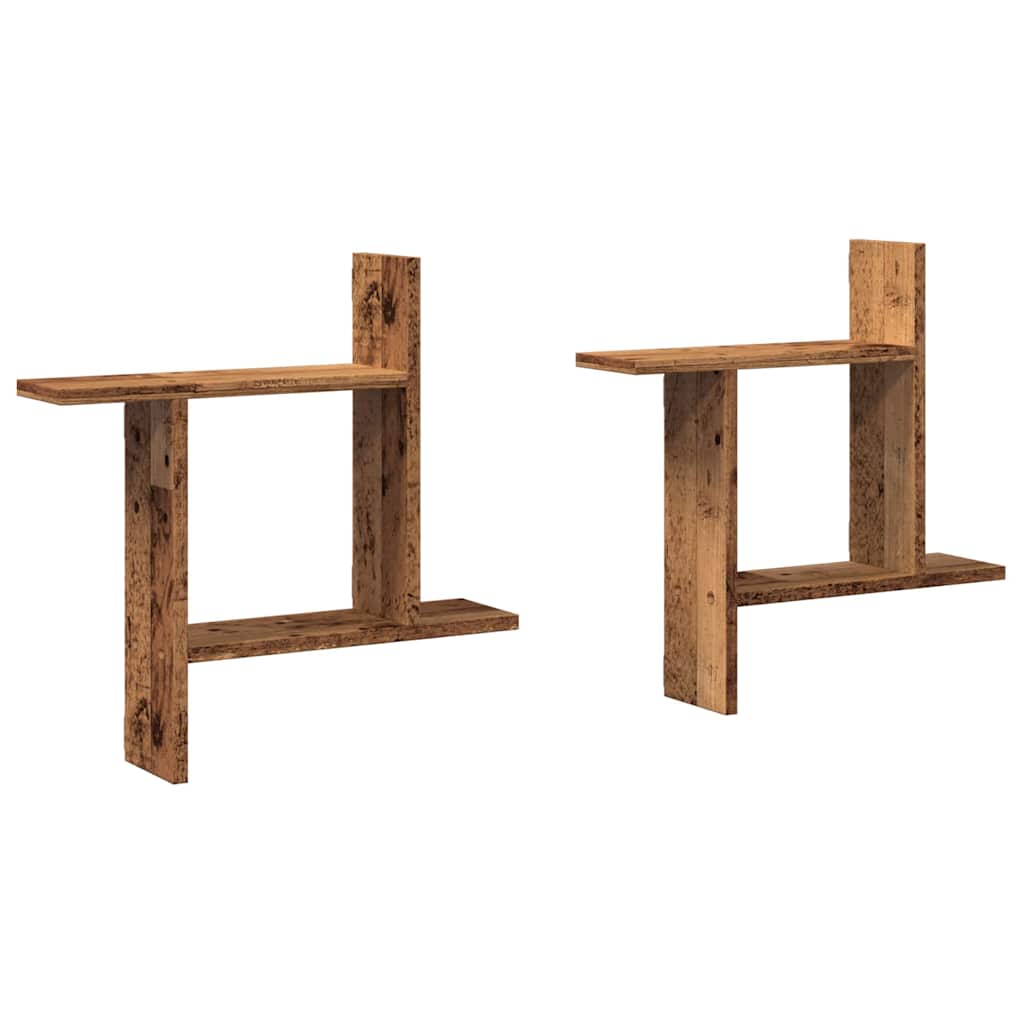 vidaXL Étagères murales 2 pcs Aspect bois de récupération 50x12x50 cm Bois d'ingénierie
